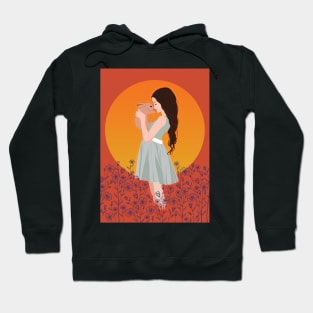 Rabbit and Girl with Sunset. Hoodie